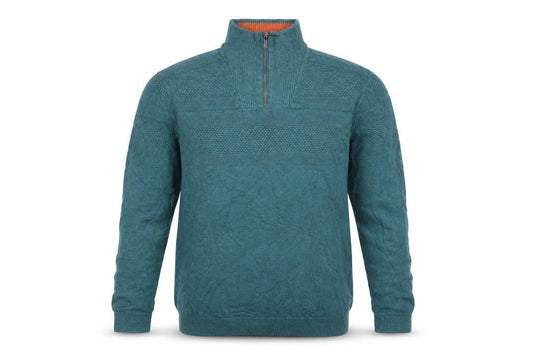 Fat Face Men's Green XL 1/4 Zip High Neck Cotton Cashmere Knit Jumper