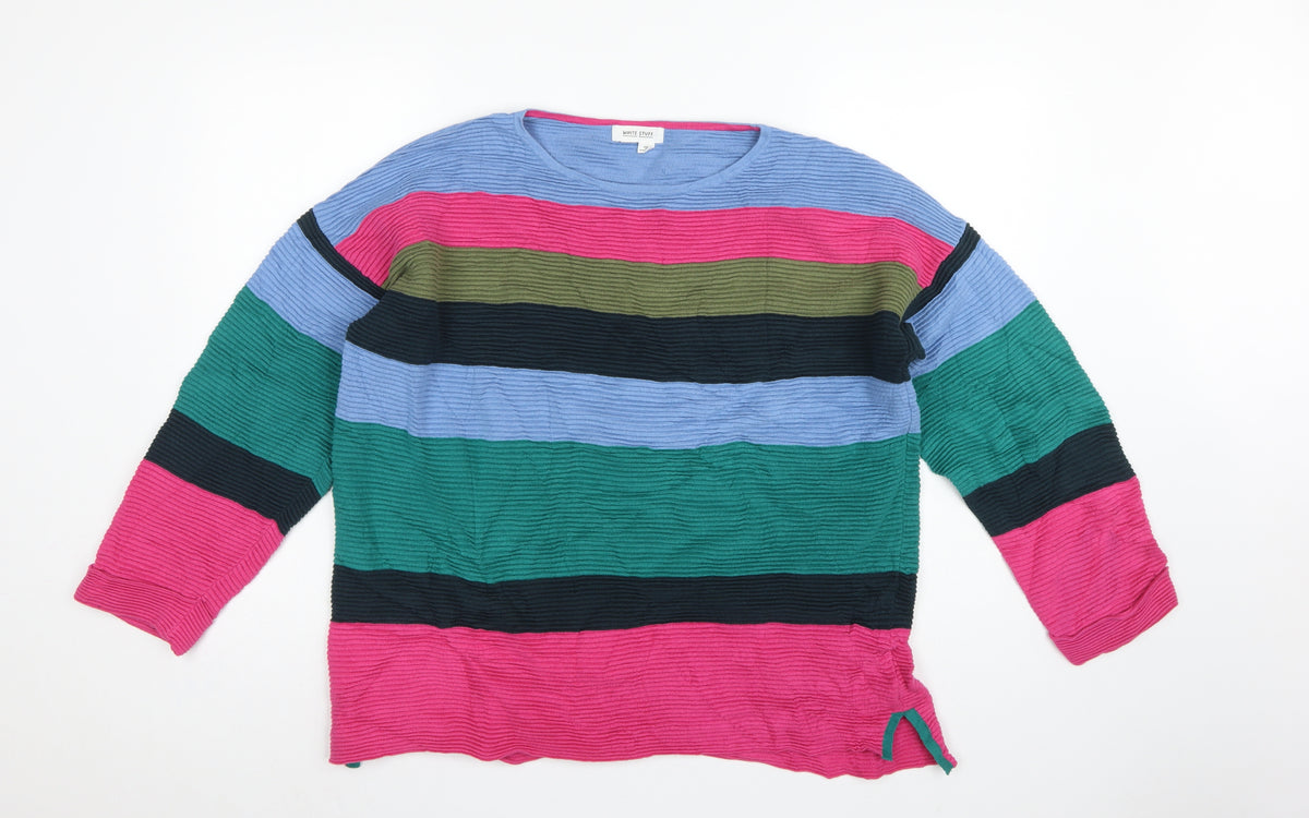 White Stuff Women Multicoloured UK 18 Striped Crew Neck Knit Jumper