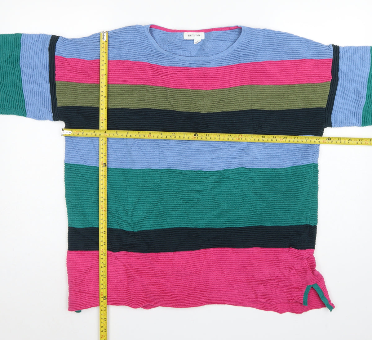 White Stuff Women Multicoloured UK 18 Striped Crew Neck Knit Jumper