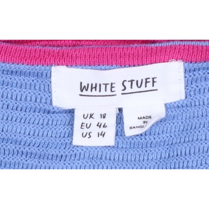 White Stuff Women Multicoloured UK 18 Striped Crew Neck Knit Jumper