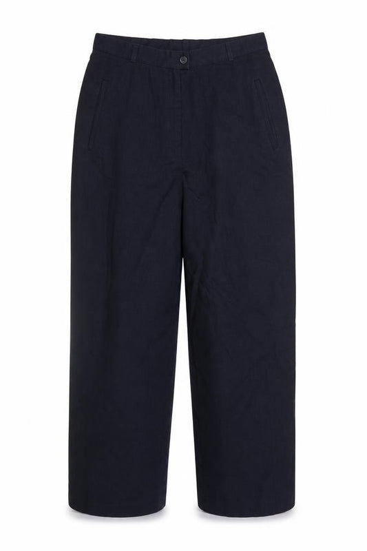 St Michael Women’s Black UK 14 High Rise Straight Linen Blend Trousers