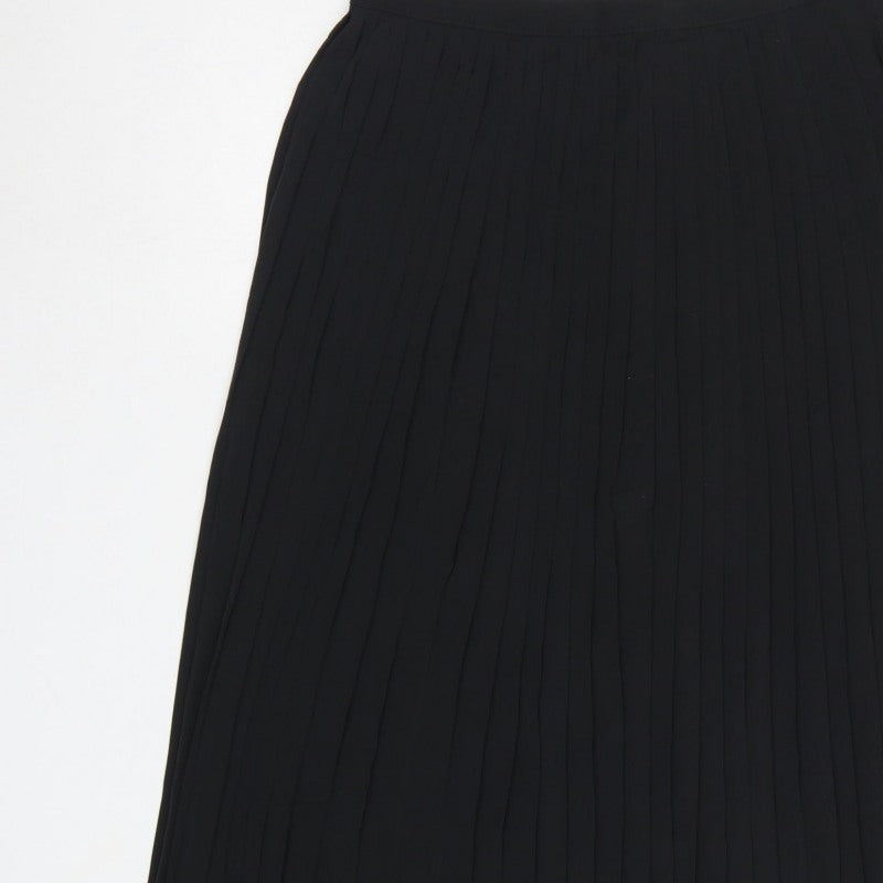 Next Women Black Size 16 Long Pleated A-Line Skirt
