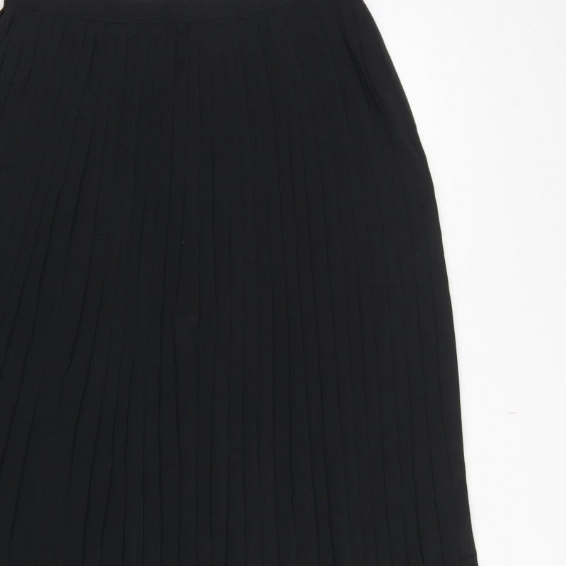 Next Women Black Size 16 Long Pleated A-Line Skirt