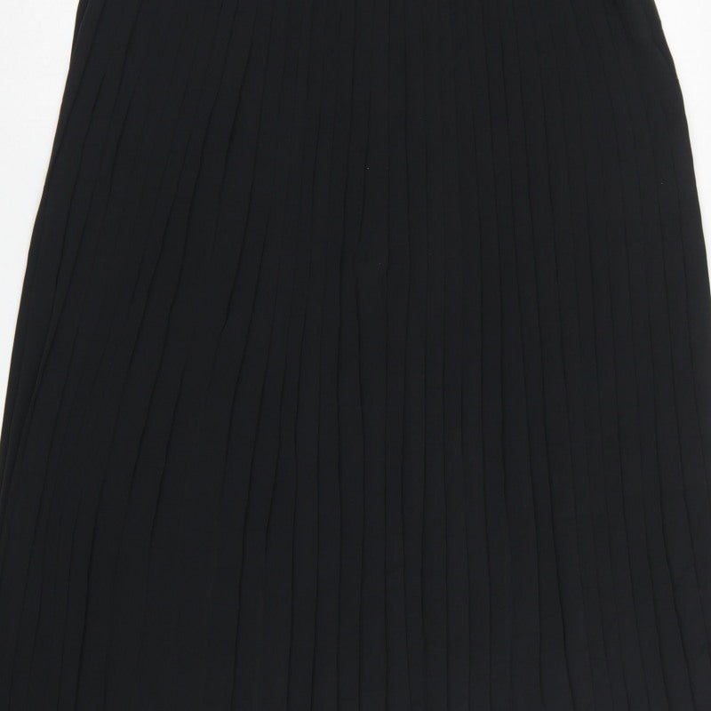 Next Women Black Size 16 Long Pleated A-Line Skirt