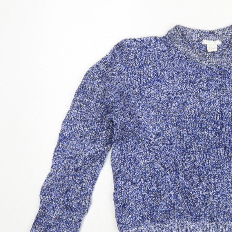 H&M Women Blue S Chunky Knit Crew Neck Pullover Jumper