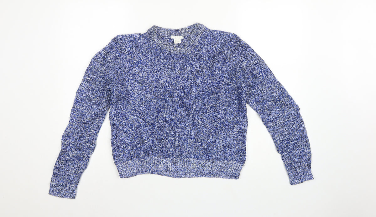 H&M Women Blue S Chunky Knit Crew Neck Pullover Jumper