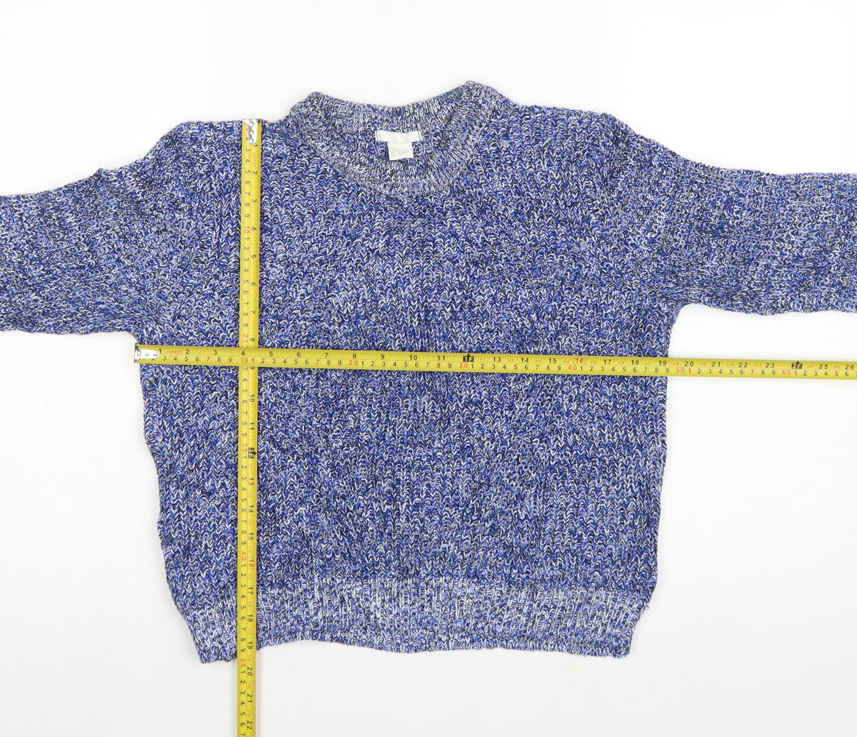 H&M Women Blue S Chunky Knit Crew Neck Pullover Jumper