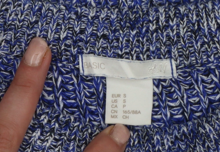 H&M Women Blue S Chunky Knit Crew Neck Pullover Jumper