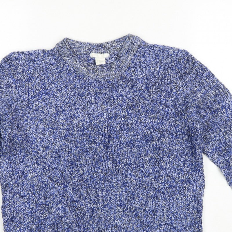H&M Women Blue S Chunky Knit Crew Neck Pullover Jumper