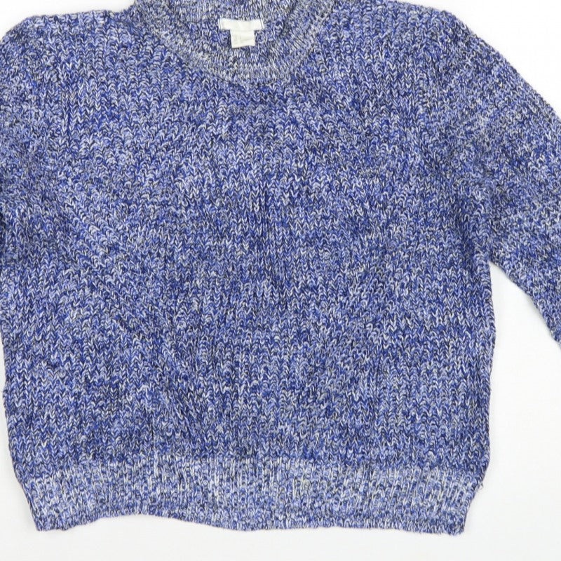 H&M Women Blue S Chunky Knit Crew Neck Pullover Jumper