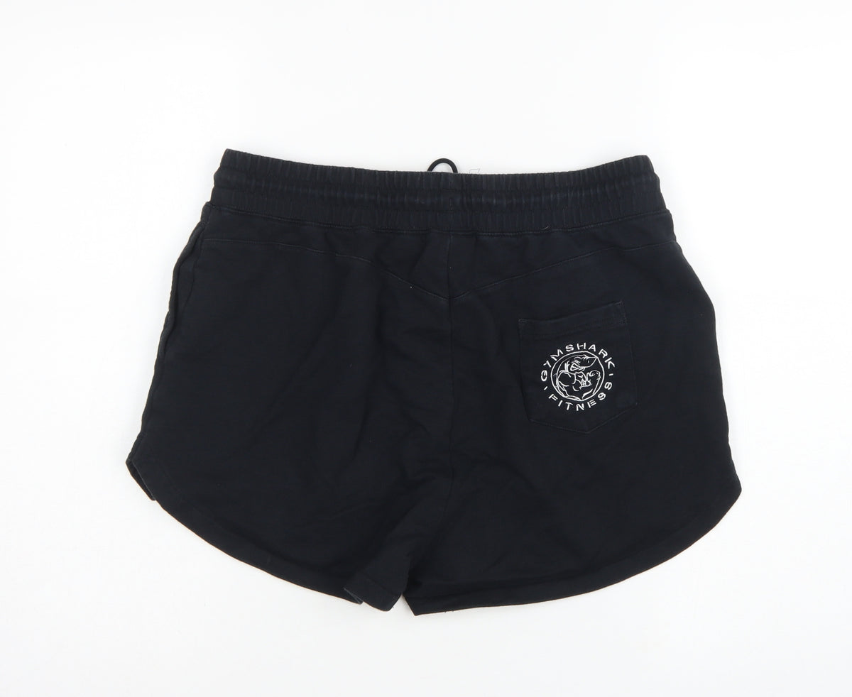 Gymshark Women’s Black M Sweat Shorts Drawstring Pockets Gym Training