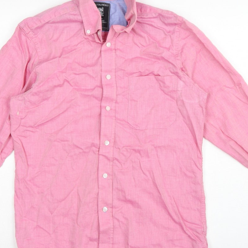 Austin Reed Men’s Pink M Slim Fit Cotton Button-Down Shirt