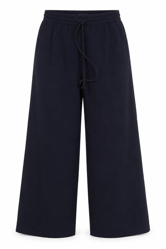 Marks & Spencer Women’s Navy UK 12 Long Wide-Leg Drawstring Trousers