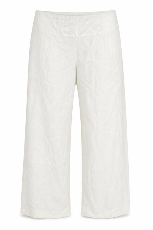Kaliko Women’s Ivory Linen Lyocell Wide-Leg Trousers UK 18 Lined