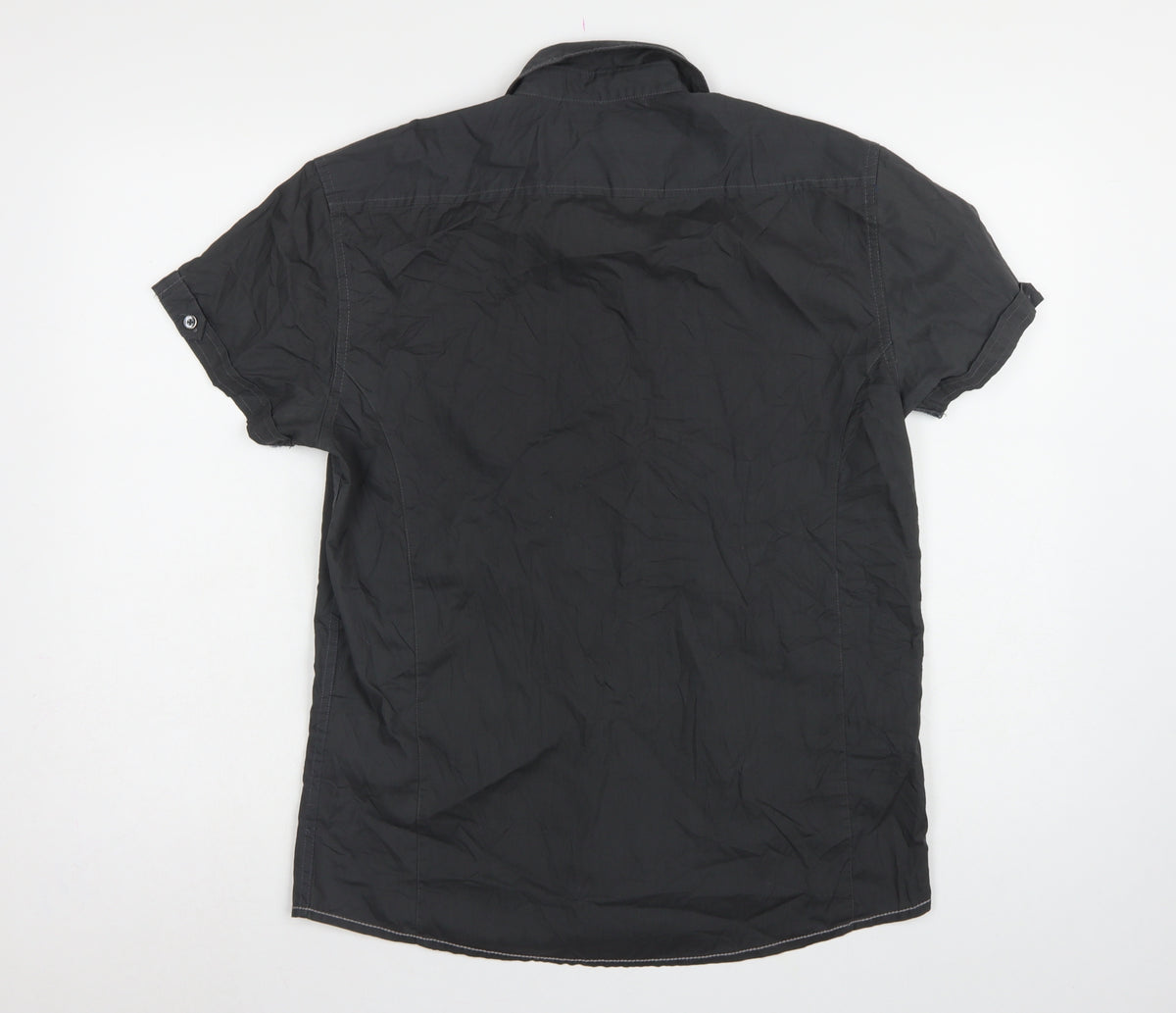 Drift Men’s Black Small Military Pocket Short Sleeve Button-Up Shirt