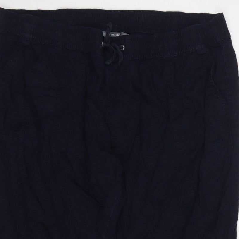 Principles Women Blue Size 18 Tapered Drawstring Jogger Trousers
