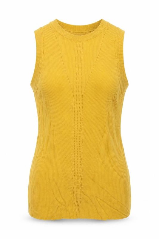 Marks & Spencer Womens Yellow Rib Knit Sleeveless Vest Jumper UK 10