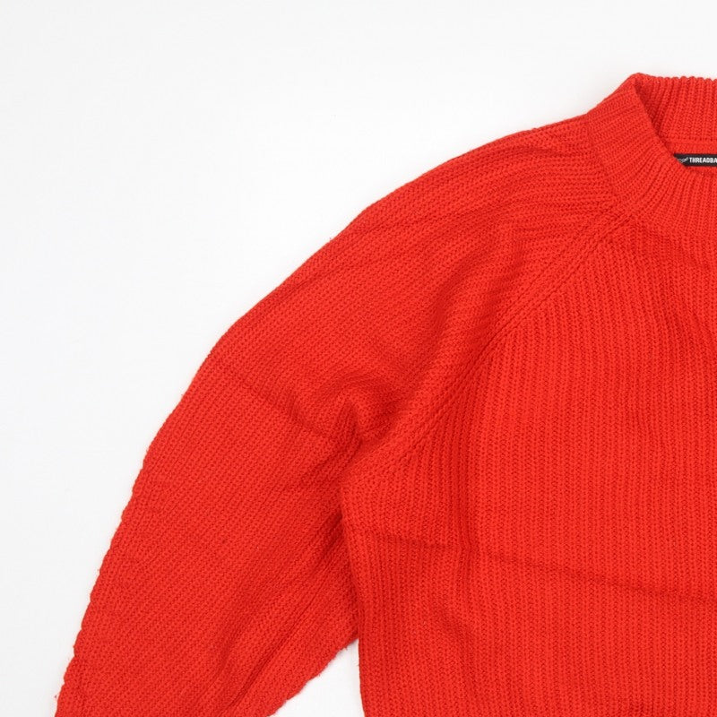 Threadbare Women’s Red UK 14 High Neck Cable Knit Jumper