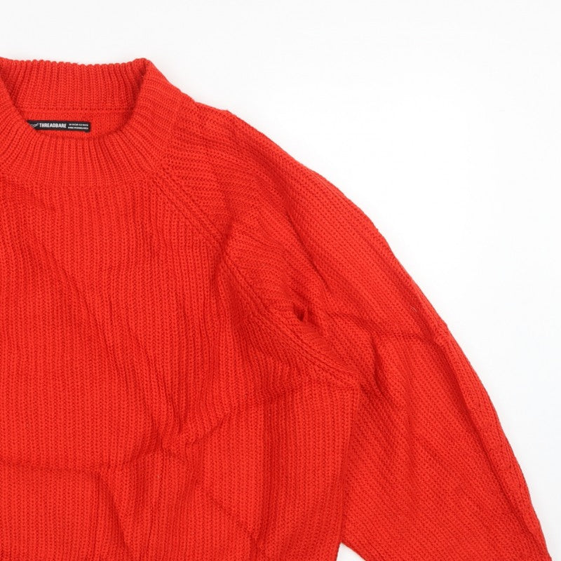 Threadbare Women’s Red UK 14 High Neck Cable Knit Jumper
