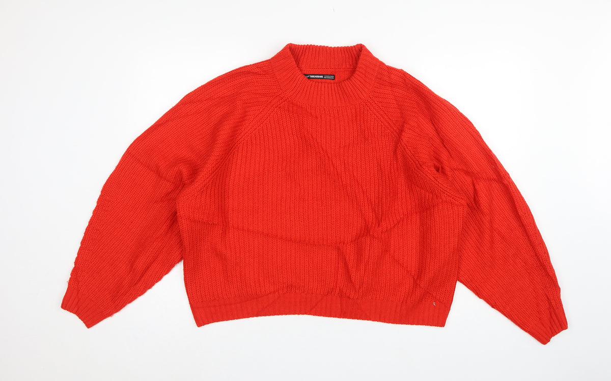 Threadbare Women’s Red UK 14 High Neck Cable Knit Jumper
