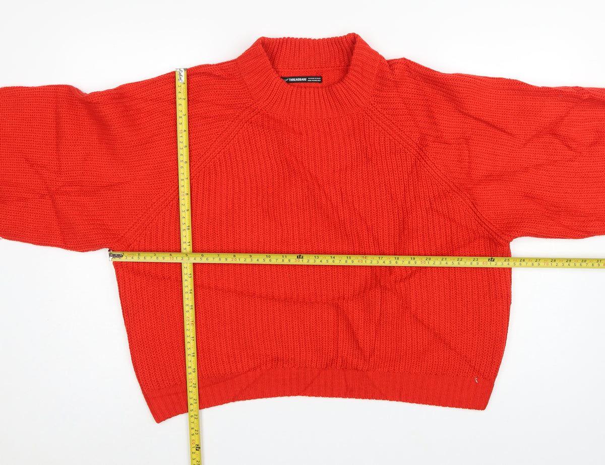 Threadbare Women’s Red UK 14 High Neck Cable Knit Jumper