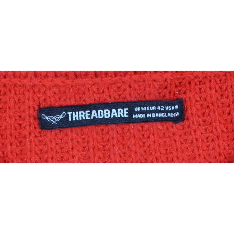 Threadbare Women’s Red UK 14 High Neck Cable Knit Jumper