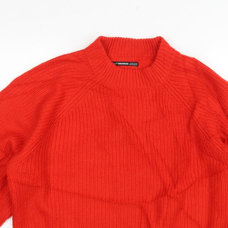 Threadbare Women’s Red UK 14 High Neck Cable Knit Jumper