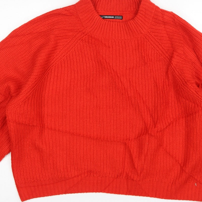Threadbare Women’s Red UK 14 High Neck Cable Knit Jumper