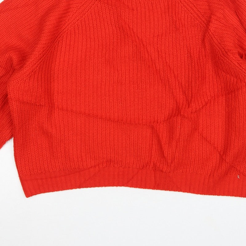 Threadbare Women’s Red UK 14 High Neck Cable Knit Jumper