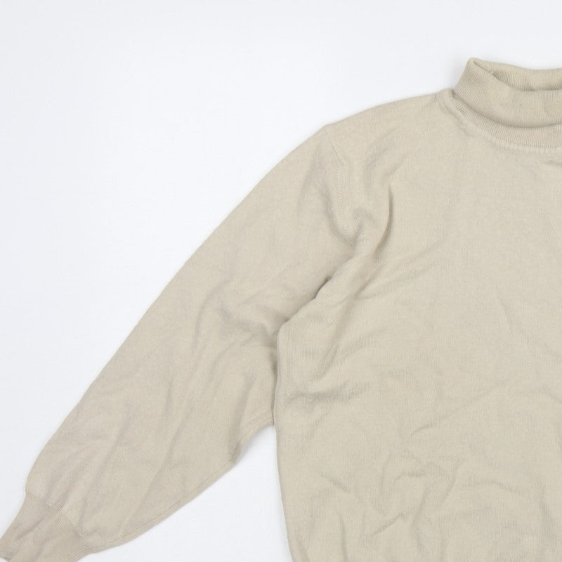 Greenwoods Men's Beige M Roll Neck Knit Pullover Classic Jumper