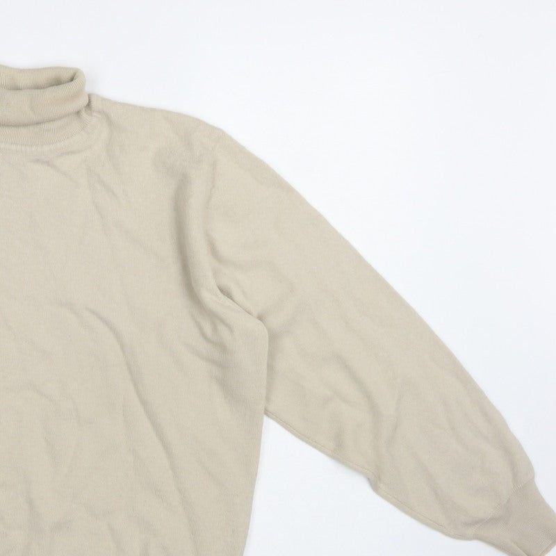Greenwoods Men's Beige M Roll Neck Knit Pullover Classic Jumper