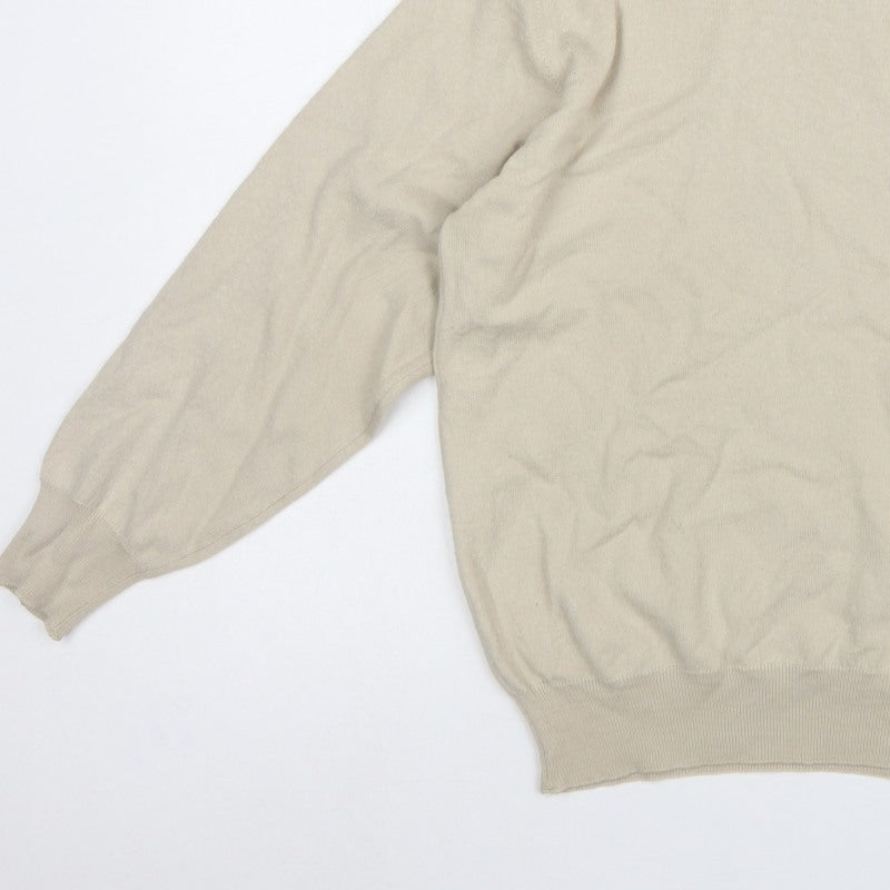Greenwoods Men's Beige M Roll Neck Knit Pullover Classic Jumper