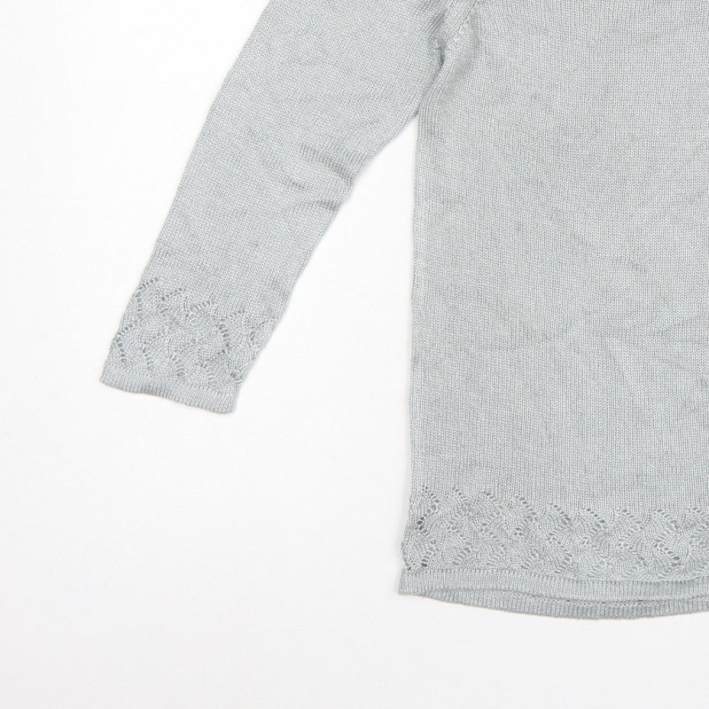 Per Una Women Grey UK 8 Open-Knit Long Sleeve Pullover Jumper
