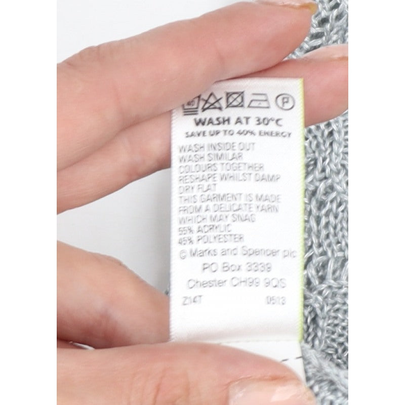 Per Una Women Grey UK 8 Open-Knit Long Sleeve Pullover Jumper