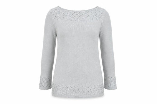 Per Una Women Grey UK 8 Open-Knit Long Sleeve Pullover Jumper