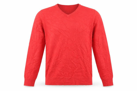 Marks and Spencer Men Red S V-Neck Acrylic Knit Pullover Jumper