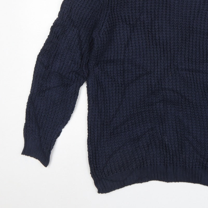 Jack & Jones Mens Blue M Chunky Knit Crew Neck Cotton Pullover Jumper
