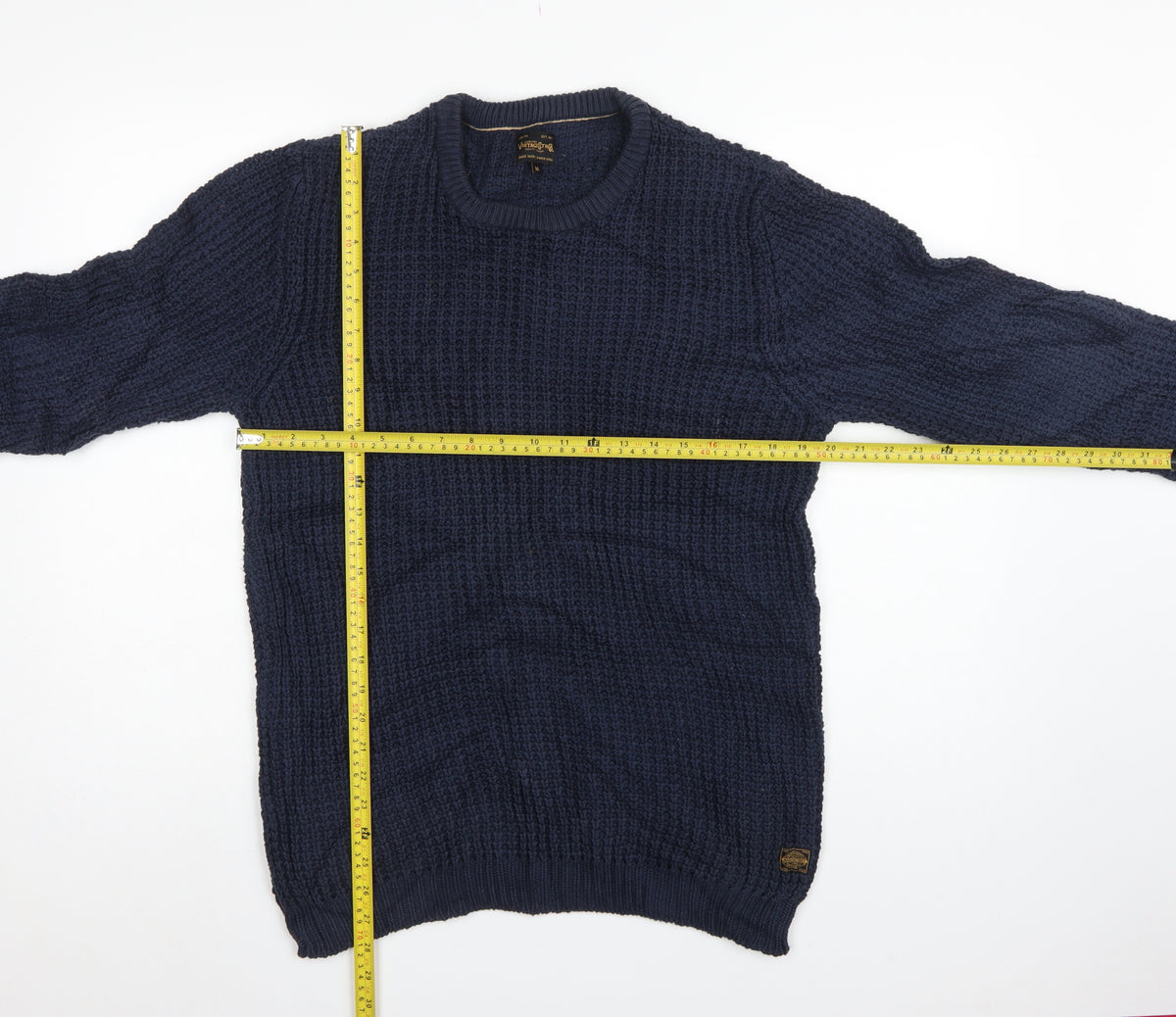 Jack & Jones Mens Blue M Chunky Knit Crew Neck Cotton Pullover Jumper