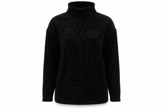 COS Women Black L Velvet Roll Neck Long Sleeve Tunic Blouse