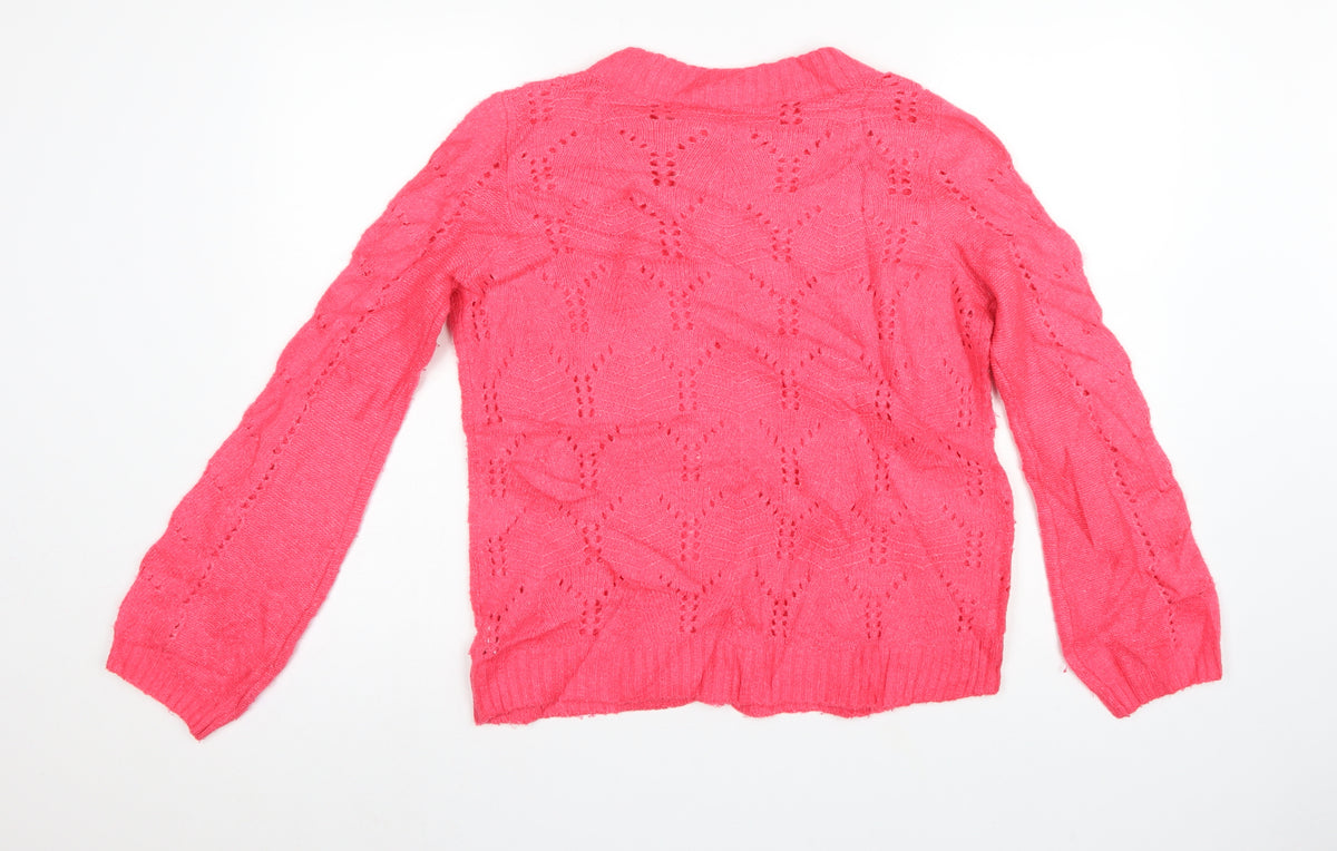 GAP Women Pink S Pointelle Knit Crew Neck Raglan Pullover Jumper