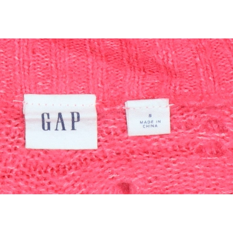 GAP Women Pink S Pointelle Knit Crew Neck Raglan Pullover Jumper