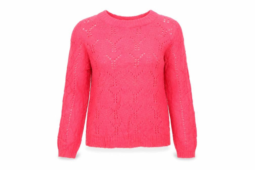 GAP Women Pink S Pointelle Knit Crew Neck Raglan Pullover Jumper