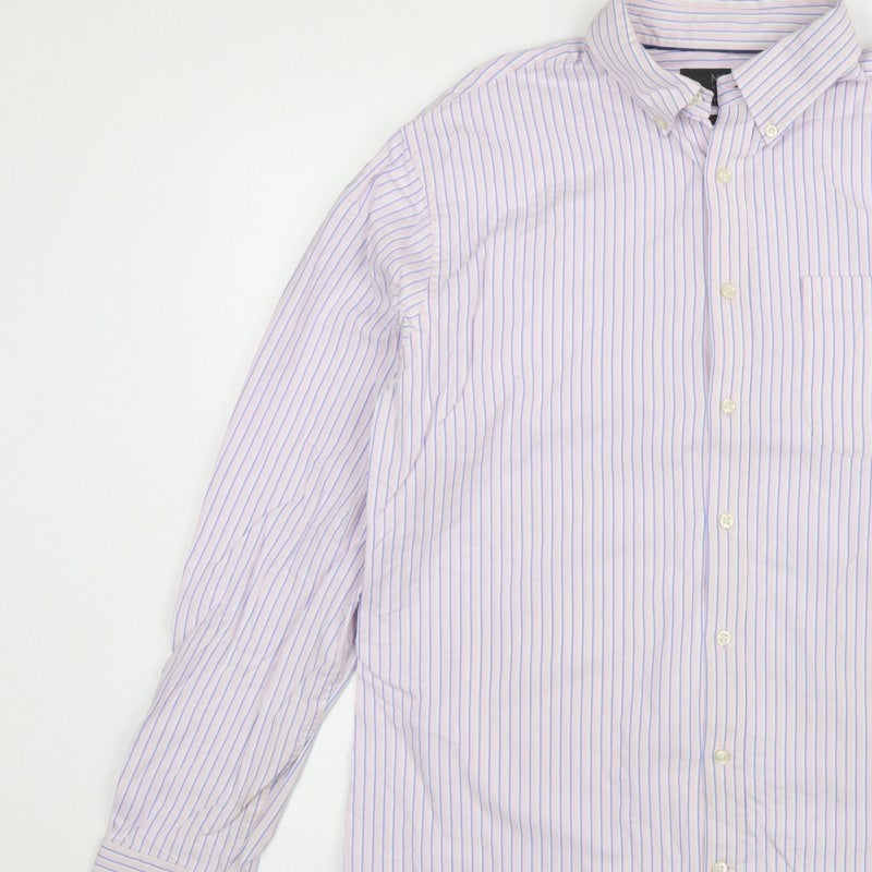 Marks & Spencer Men Pink Striped Oxford Shirt 16.5 Regular