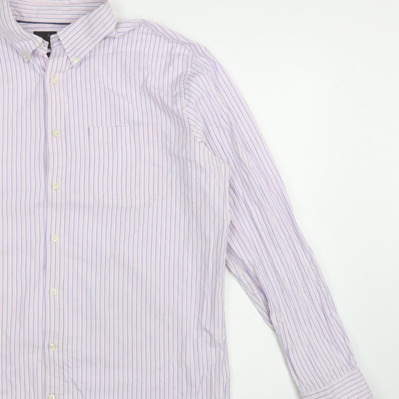 Marks & Spencer Men Pink Striped Oxford Shirt 16.5 Regular