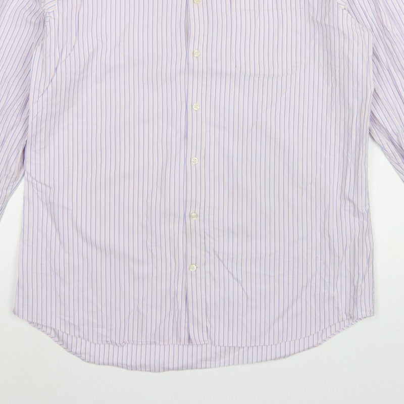 Marks & Spencer Men Pink Striped Oxford Shirt 16.5 Regular