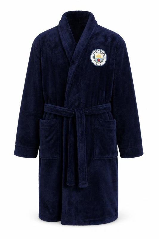 Manchester City Men’s Blue Small Fleece Belted Football Robe