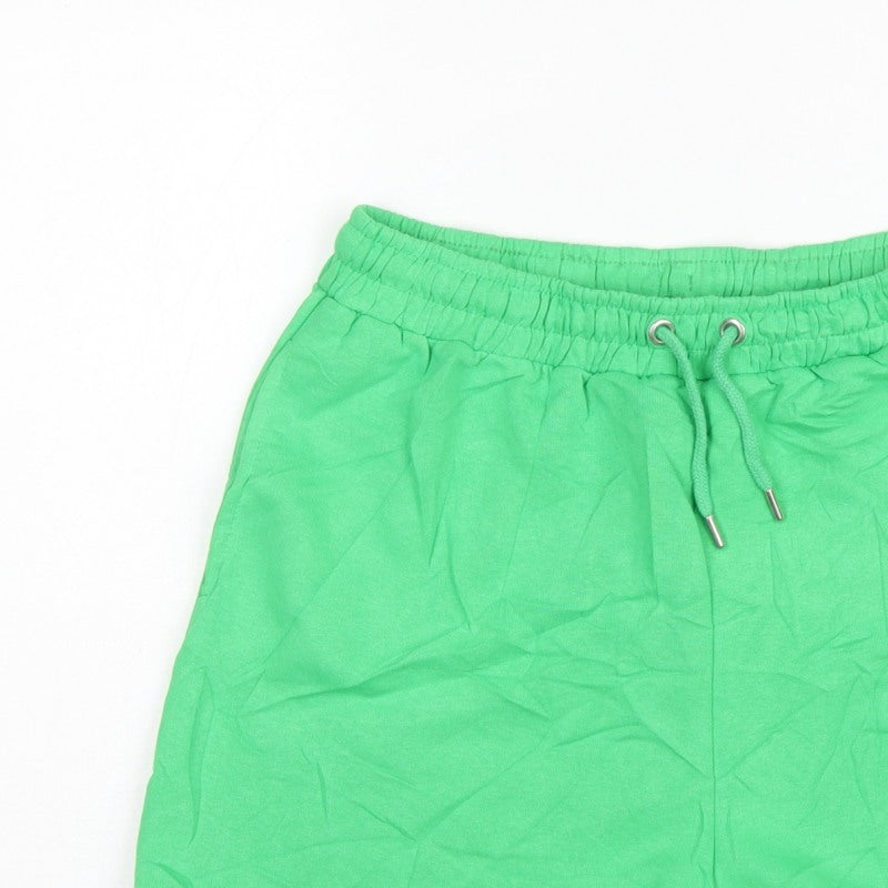 Boohoo Women’s Green L Sweat Shorts Drawstring Logo Pockets