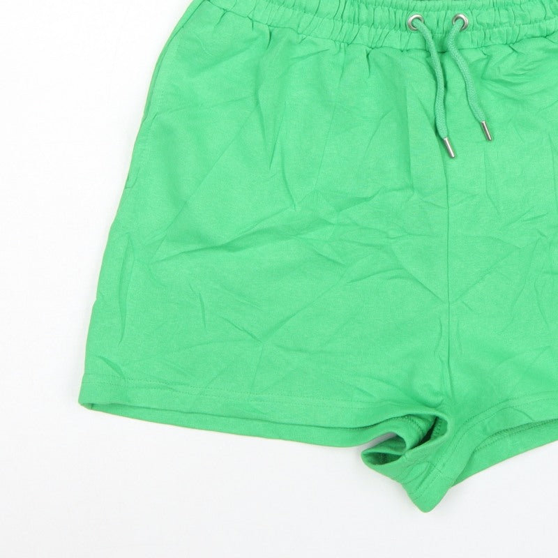 Boohoo Women’s Green L Sweat Shorts Drawstring Logo Pockets
