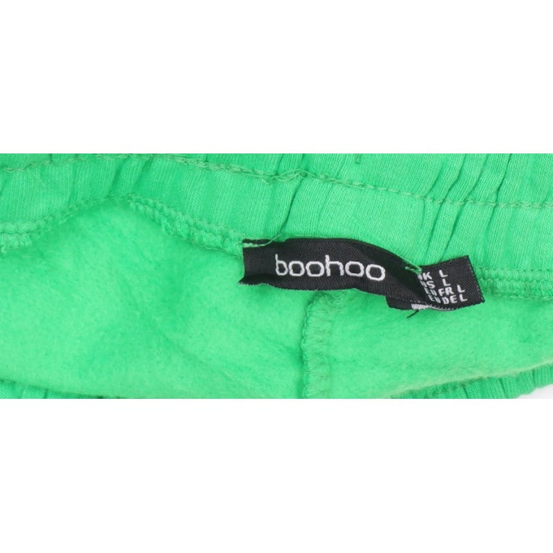 Boohoo Women’s Green L Sweat Shorts Drawstring Logo Pockets