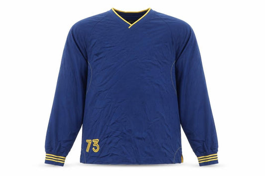 Easy Men’s Blue Yellow 73 Graphic V-Neck Pullover Sweatshirt XL